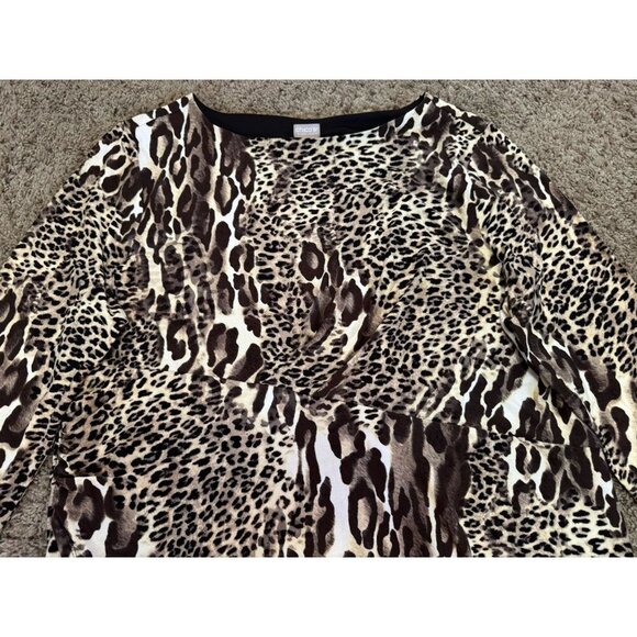 NEW CHICOS Leopard Animal Print Faux Wrap Body con con Dress Glamchic Sz 20/22 - Picture 7 of 10